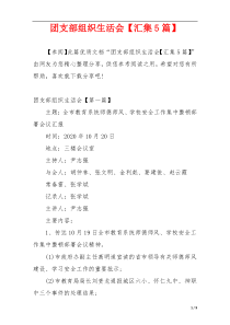 团支部组织生活会【汇集5篇】