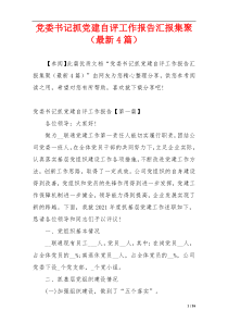 党委书记抓党建自评工作报告汇报集聚（最新4篇）