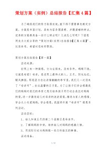 策划方案（实例）总结报告【汇集4篇】