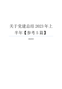 关于党建总结2023年上半年【参考5篇】