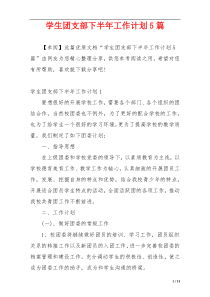 学生团支部下半年工作计划5篇