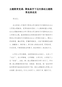 主题教育党课：聚焦真字下功夫推动主题教育走深走实