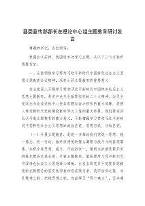 县委宣传部部长在理论中心组主题教育研讨发言