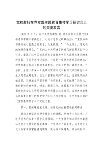 党校教师在党支部主题教育集体学习研讨会上的交流发言