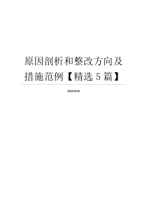 原因剖析和整改方向及措施范例【精选5篇】