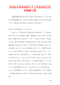 信用社年度考核表个人工作总结范文范例精编4篇