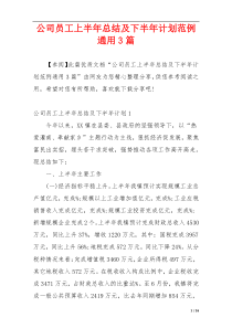 公司员工上半年总结及下半年计划范例通用3篇