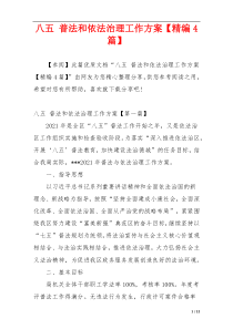 八五 普法和依法治理工作方案【精编4篇】