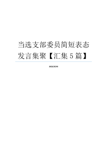 当选支部委员简短表态发言集聚【汇集5篇】