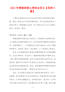 2023年寒假研修心得体会范文【范例5篇】