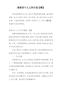 保育员个人工作计划【精】