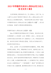 2023年师德师风培训心得体会范文幼儿园【实用5篇】