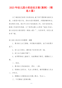 2023年幼儿园小班活动方案(案例)（精选4篇）