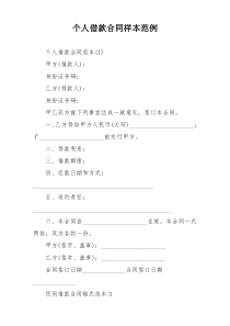 个人借款合同样本范例