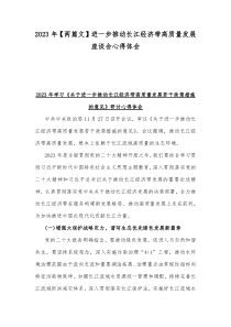 2023年学习贯彻进一步推动长江经济带高质量发展座谈会重要讲话发言稿、心得【两篇文】