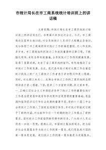 市统计局长在市工商系统统计培训班上的讲话稿