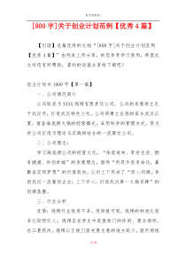 [800字]关于创业计划范例【优秀4篇】