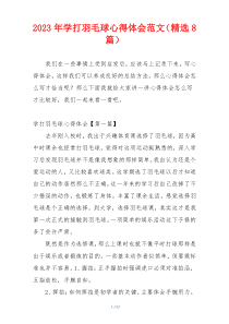 2023年学打羽毛球心得体会范文（精选8篇）