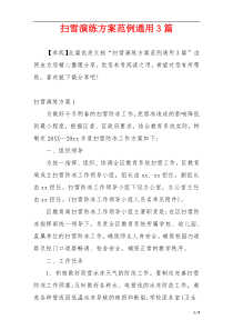 扫雪演练方案范例通用3篇