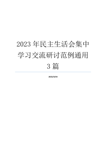 2023年民主生活会集中学习交流研讨范例通用3篇