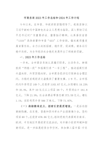市商务局2023年工作总结和2024年工作计划