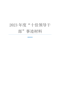 2023年度“十佳领导干部”事迹材料