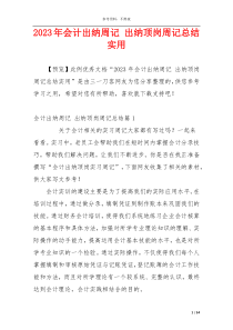 2023年会计出纳周记 出纳顶岗周记总结实用