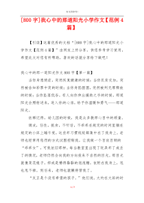 [800字]我心中的那道阳光小学作文【范例4篇】