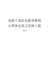 巡察干部队伍教育整顿心得体会范文范例3篇