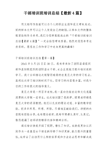 干部培训班培训总结【最新4篇】