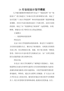 it行业创业计划书模板