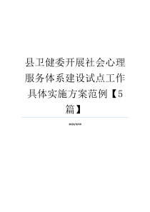 县卫健委开展社会心理服务体系建设试点工作具体实施方案范例【5篇】