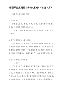 店面开业策划活动方案(案例)（精编5篇）