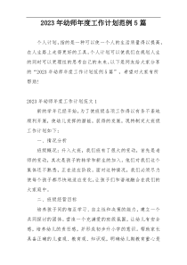 2023年幼师年度工作计划范例5篇