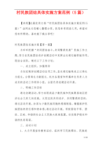 村民族团结具体实施方案范例（5篇）