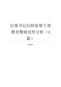 纪委书记纪检监察干部教育整顿党性分析（4篇）