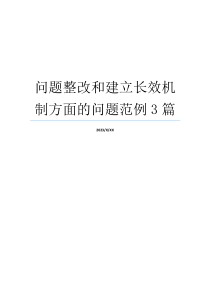 问题整改和建立长效机制方面的问题范例3篇