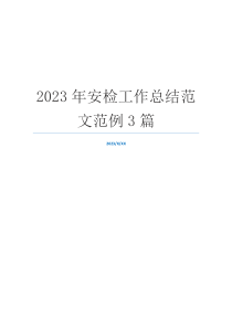 2023年安检工作总结范文范例3篇