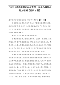 [1000字]总体国家安全观国土安全心得体会范文范例【范例4篇】