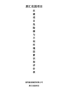 在建项目危险源与不利环境因素识别评价表
