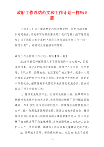 政府工作总结范文和工作计划一样吗5篇