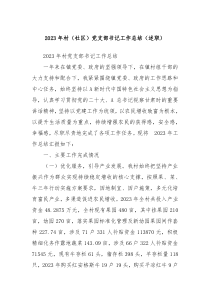 2023年村社区党支部书记工作总结述职