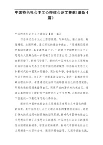 中国特色社会主义心得体会范文集聚（最新4篇）