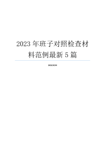 2023年班子对照检查材料范例最新5篇
