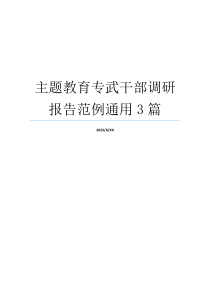 主题教育专武干部调研报告范例通用3篇