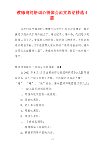 教师岗前培训心得体会范文总结精选4篇