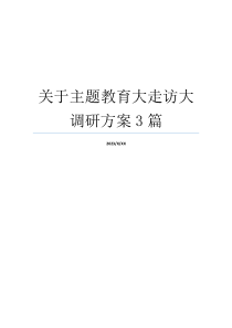 关于主题教育大走访大调研方案3篇