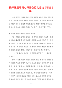 教师暑期培训心得体会范文总结（精选5篇）