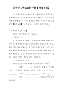 关于个人承包合同样例【精选4篇】