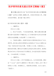 批评领导的意见建议范例【精编5篇】